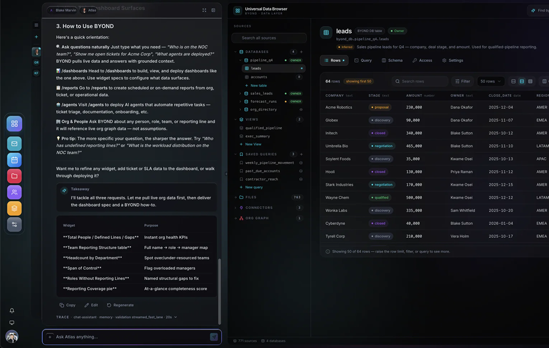 BYOND universal data browser executing across connected systems